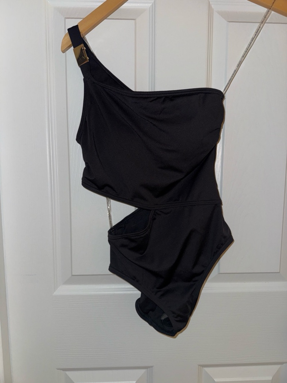 Michael Kors Black One-Shoulder Cutout Swimsuit